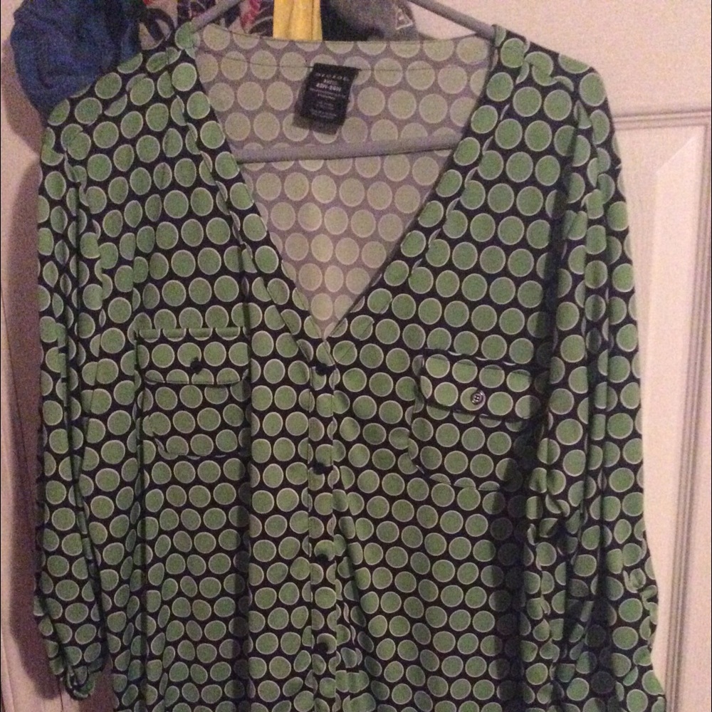 Green and blue poke dot  shirt